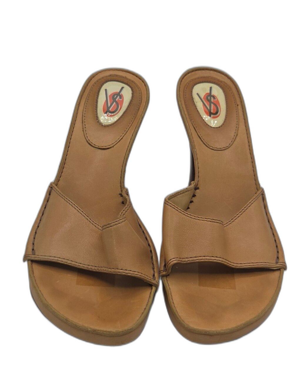 Victoria's Secret Vintage Tan Leather Slide Sandals for Women Size 7.5M